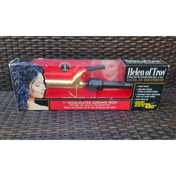 Helen of Troy Professional Gold Series 1" Gold-Plated Curling Iron. - Picture 1 of 3